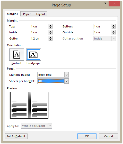 how to print a booklet in word