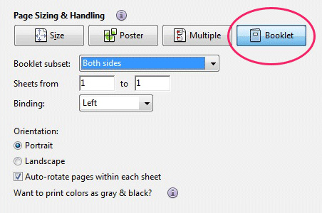 how to print a booklet