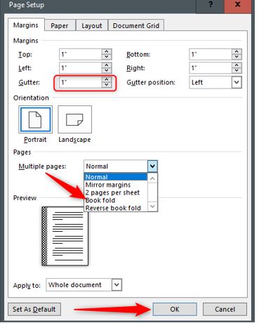 how to print as a booklet on word